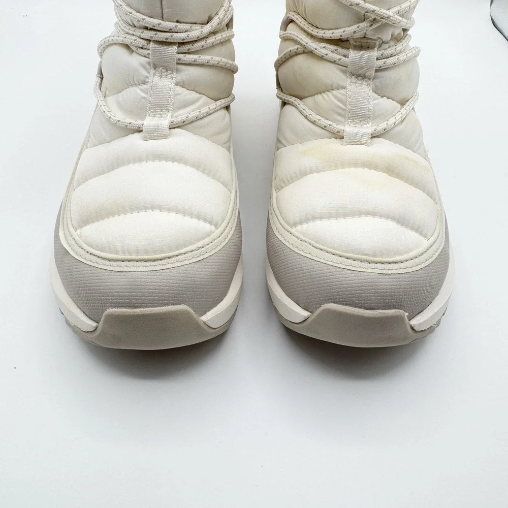 The North Face Thermoball Lace Up Boots White Grey Womens Size 7 Snow